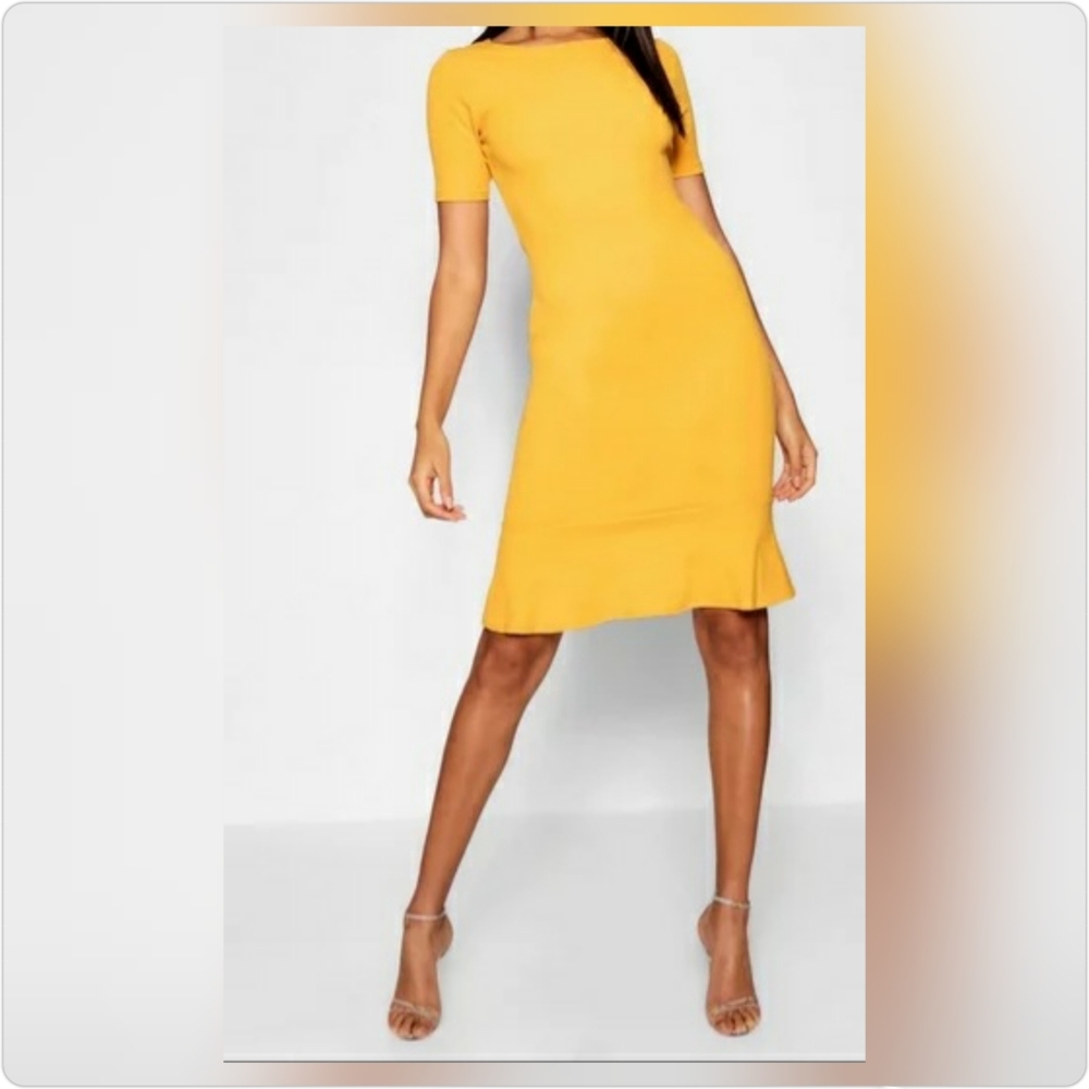 Frill Hem Midi Dress